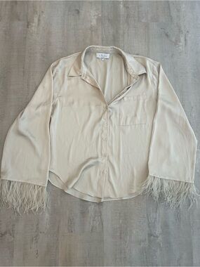 L'Academie Satin Button-Front Blouse - Cream